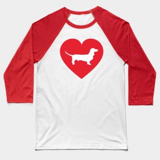 Heart with a Dachshund Silhouette Baseball T-Shirt